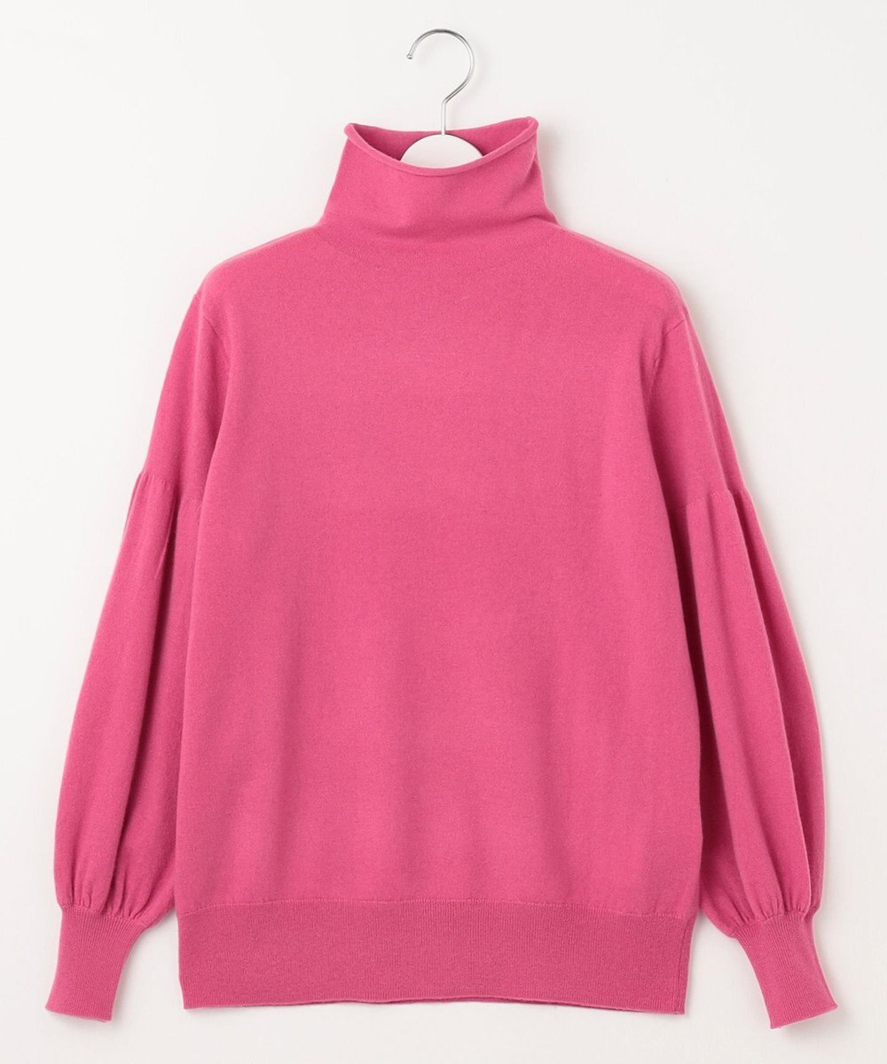 自由区 【洗える】ソフトウールハイゲージパフスリーブハイネック ニット 