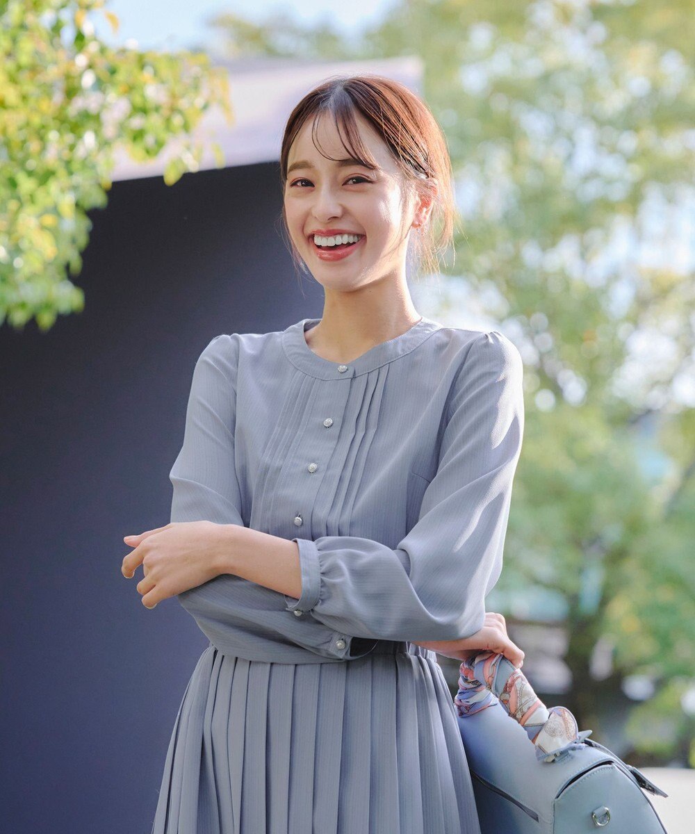 Tiaclasse 【新色追加・洗える】パールボタンプリーツワンピース 