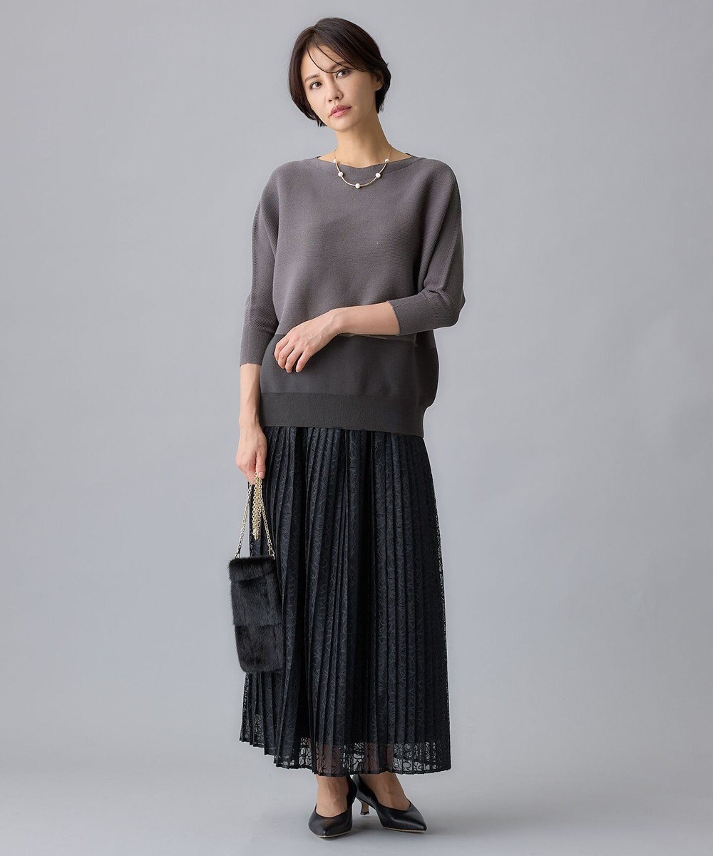 自由区 【WEB限定・洗える】コットンストレッチホールガーメントドルマン ニット 