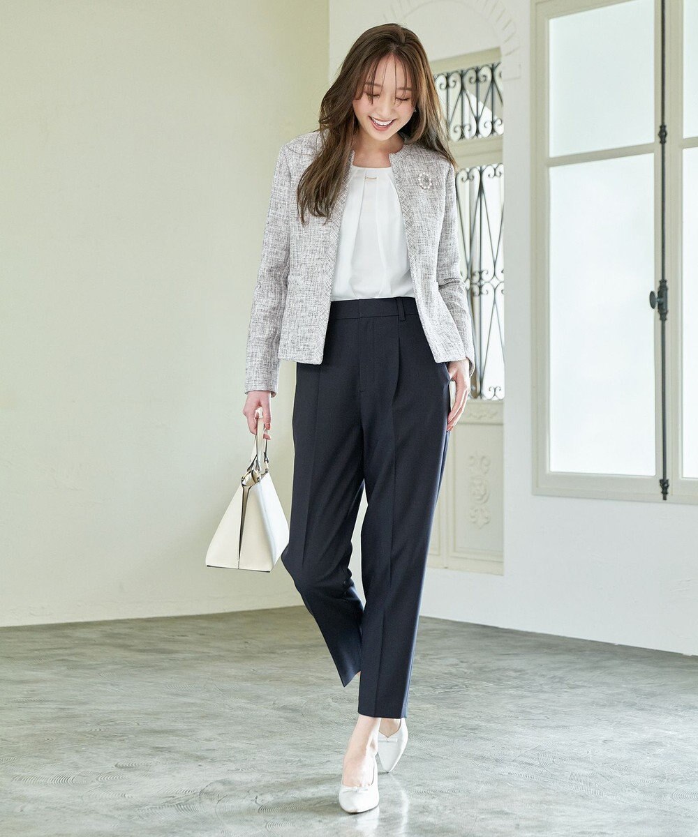 ANY L 【洗濯機可/ストレッチ/ウエストゴム/セットアップ可】イージーケアテーパードパンツ 