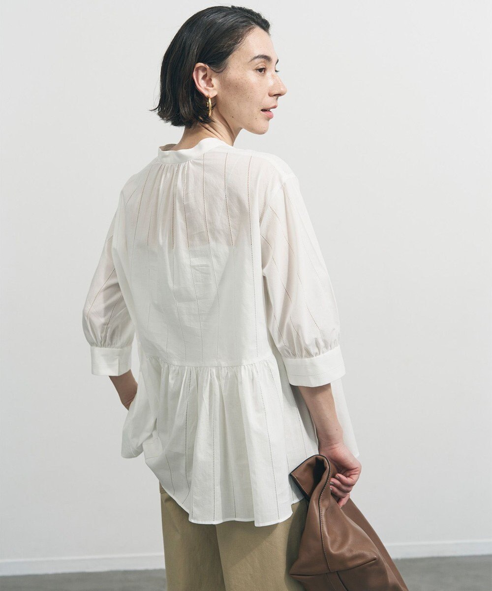 UNFILO ペプラム ギャザーブラウス 