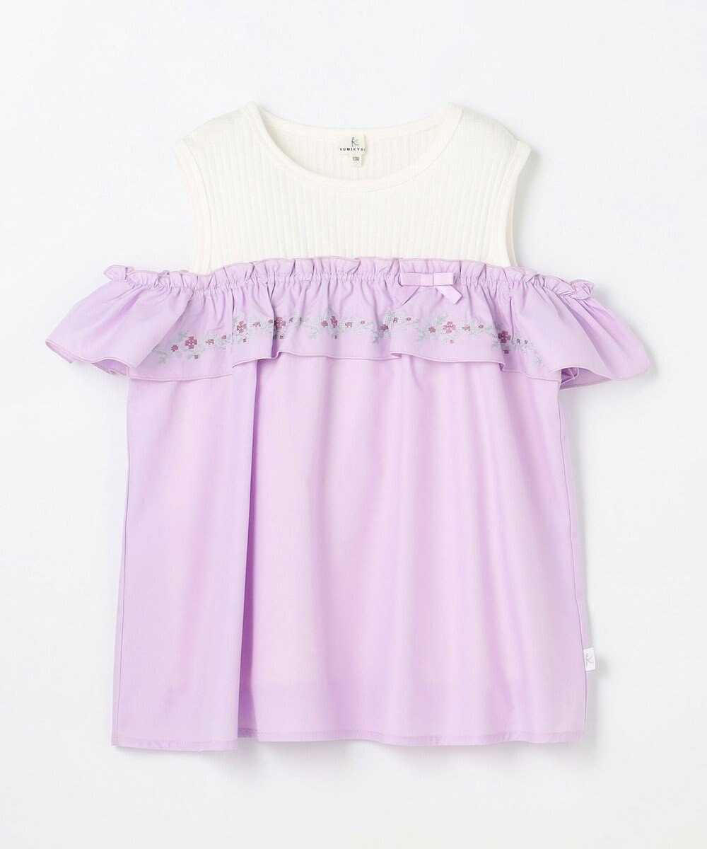 組曲 KIDS  【90-100㎝】 クロスステッチオフショルトップス 