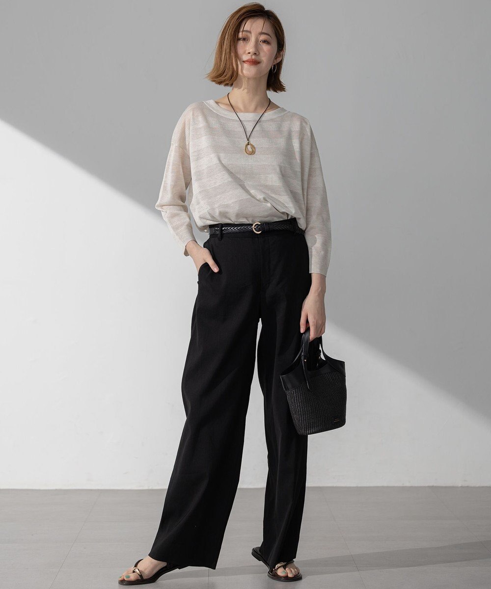 23区 【洗える】シャイニーシアー ボートネック ニット 