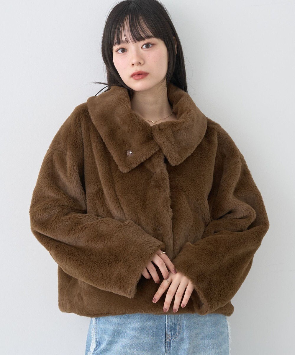 earth music&ecology ファーショートブルゾン 