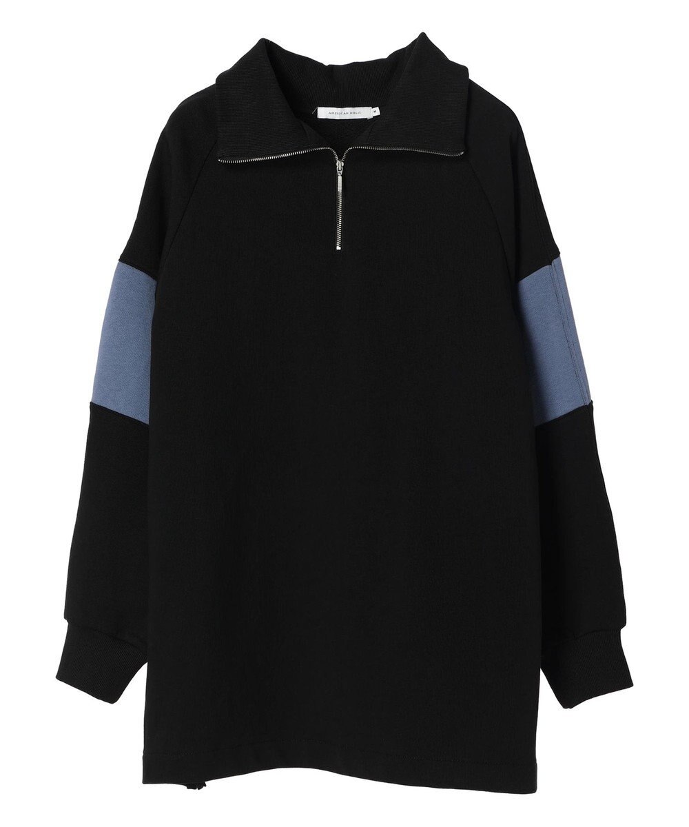 AMERICAN HOLIC ハーフＺＩＰ配色切り替え裏毛チュニック 
