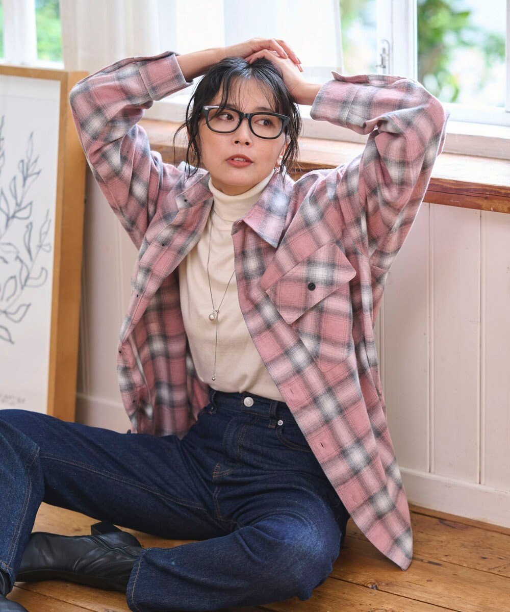 WEGO 【2025年秋冬新作/SMLサイズ展開/ユニセックス着用ITEM】オンブレチェックネルシャツ（LS） 