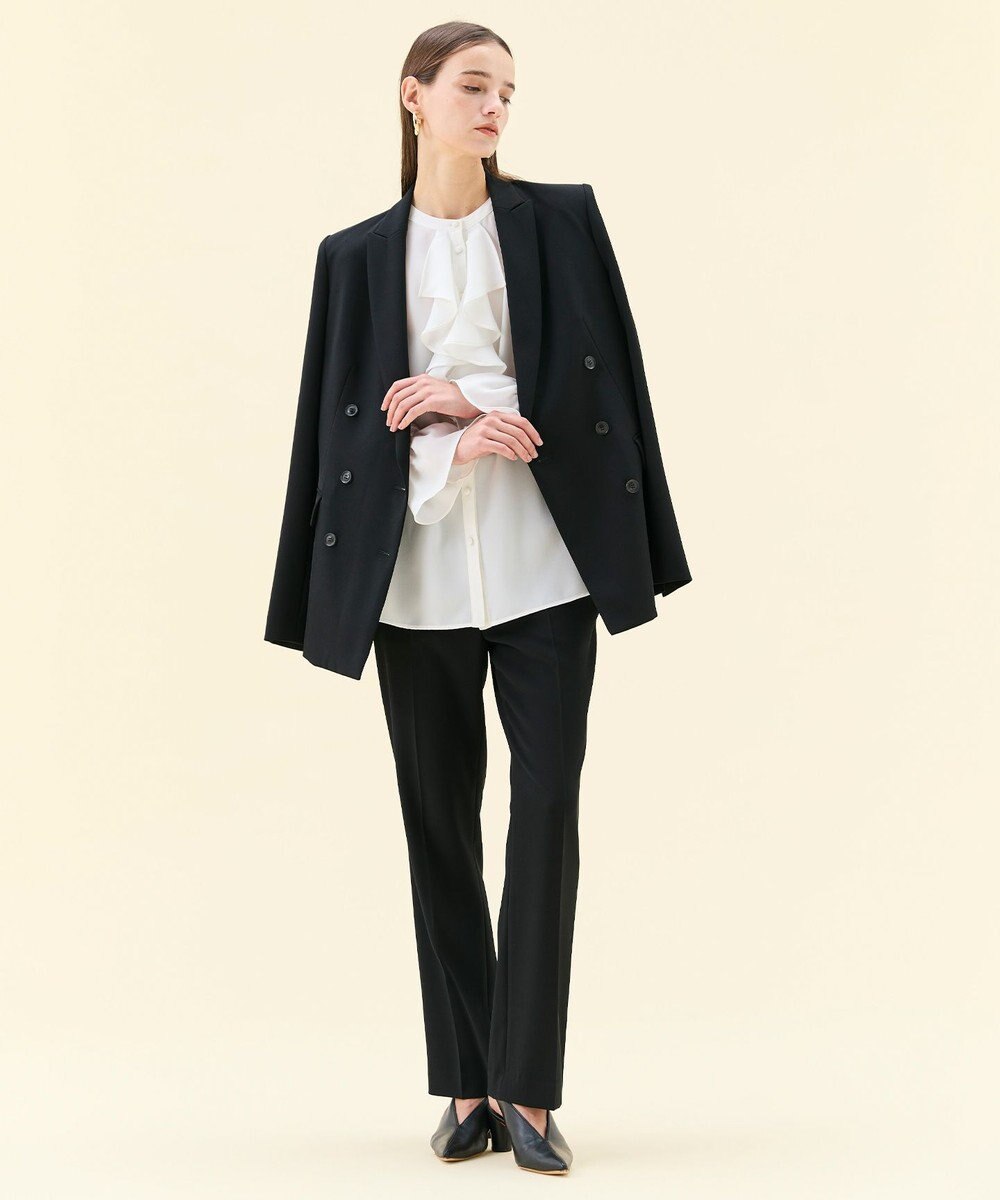 BEIGE， 【WEB限定・洗える】CLARION / バンドカラーフリルブラウス 