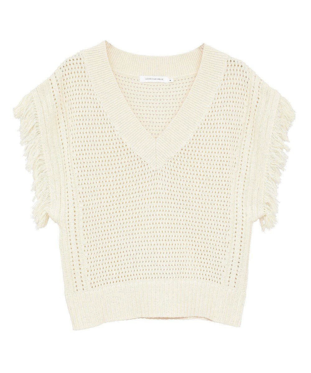 AMERICAN HOLIC 袖フリンジショート丈プルオーバー 