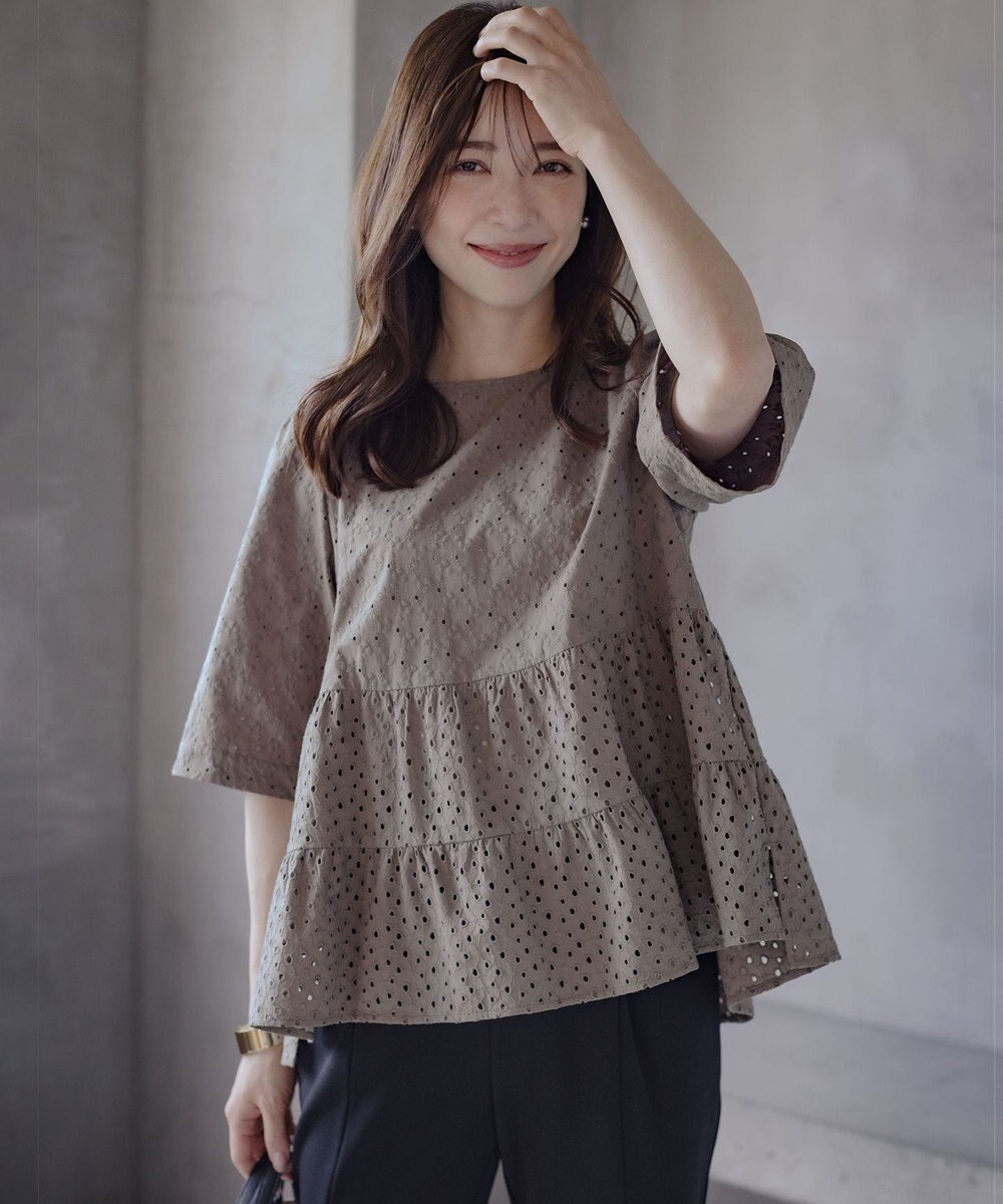 組曲 【新色追加】エンブロイダリーレースフリル ブラウス 