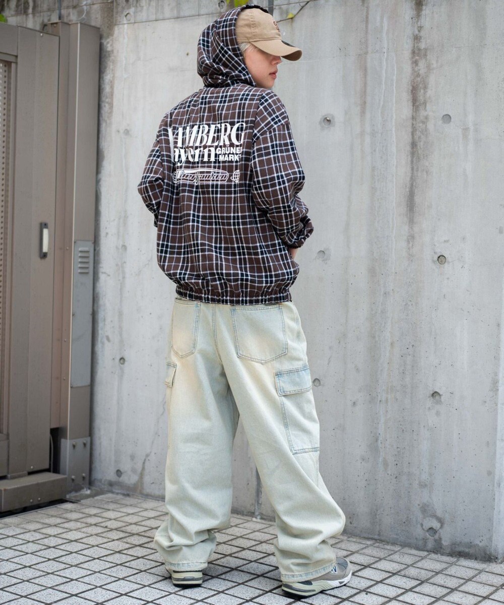 WEGO 【ユニセックス着用ITEM/MLサイズ展開】チェックグラフィックZIPパーカー（LS） 