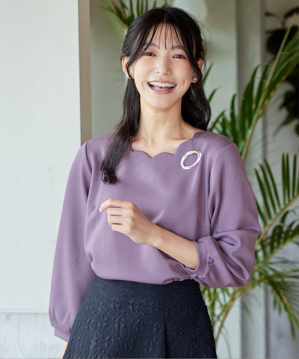 Tiaclasse 【洗える】【ふわもち美すふれ】スカラップカットソー 