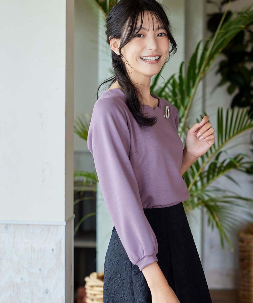 Tiaclasse 【洗える】【ふわもち美すふれ】スカラップカットソー 