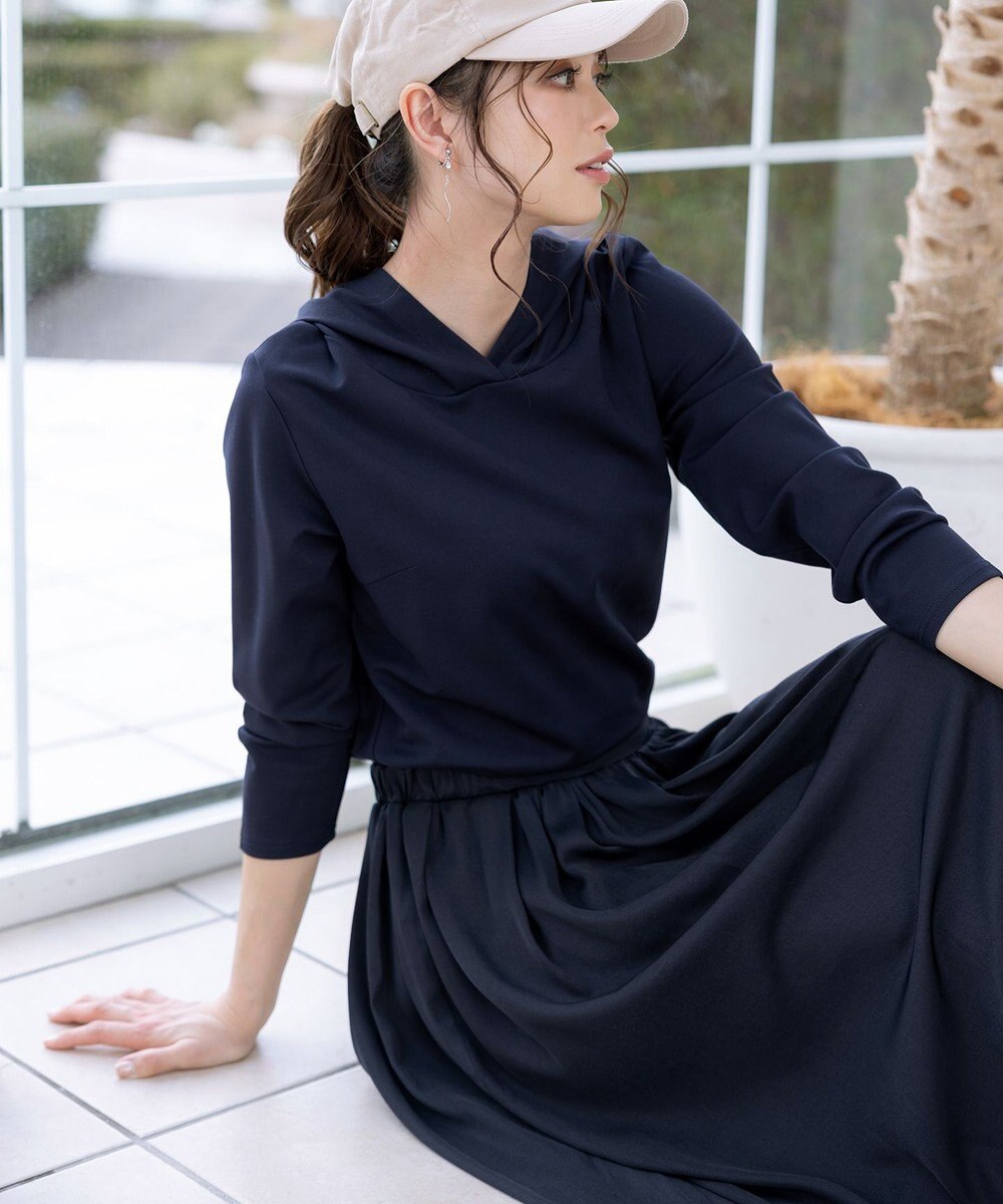 Tiaclasse L 【洗える】パーカードッキングワンピース 