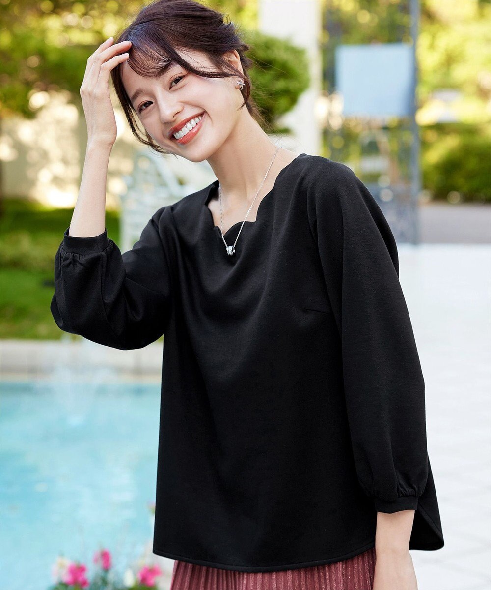 Tiaclasse 【洗える】【ふわもち美すふれ】スカラップカットソー 