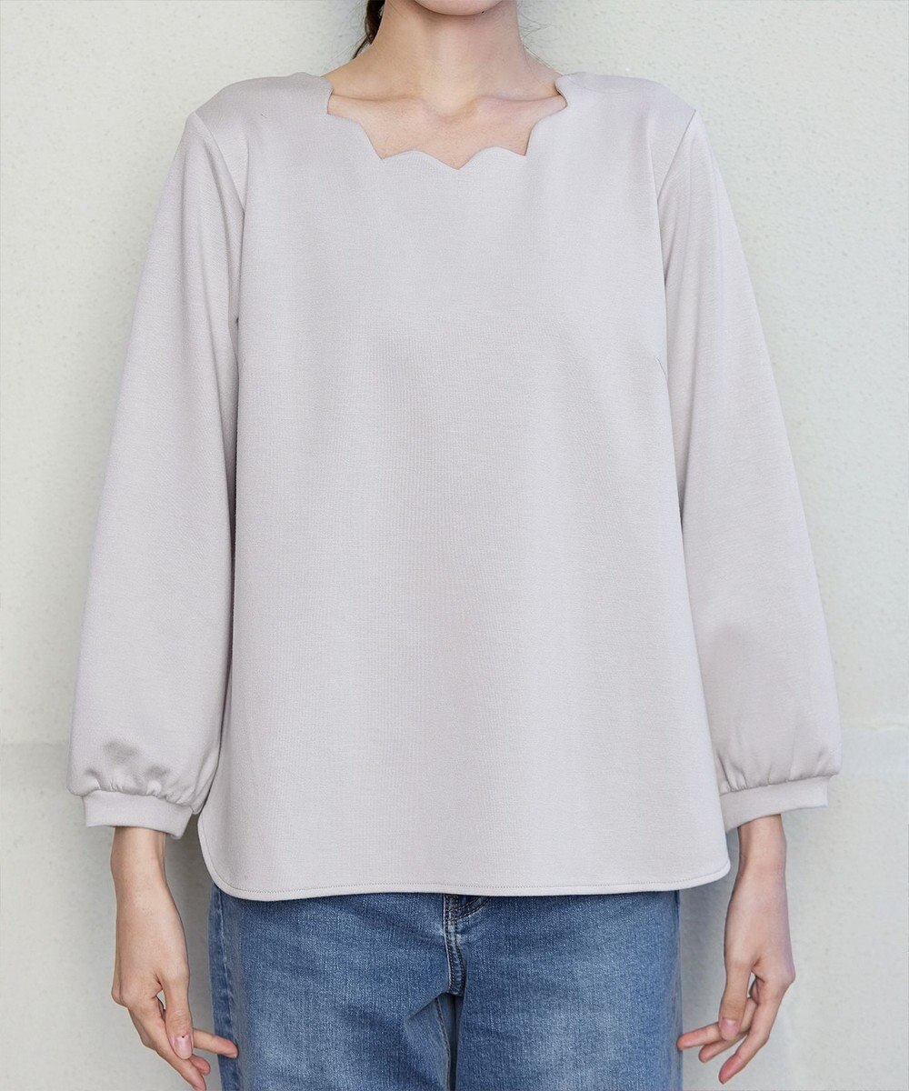 Tiaclasse 【洗える】【ふわもち美すふれ】スカラップカットソー 