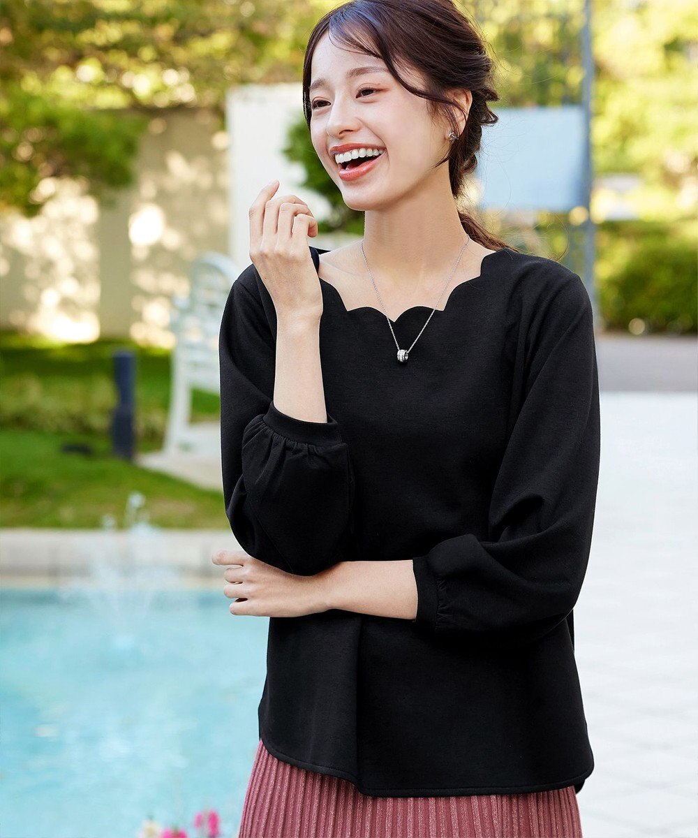 Tiaclasse 【洗える】【ふわもち美すふれ】スカラップカットソー 