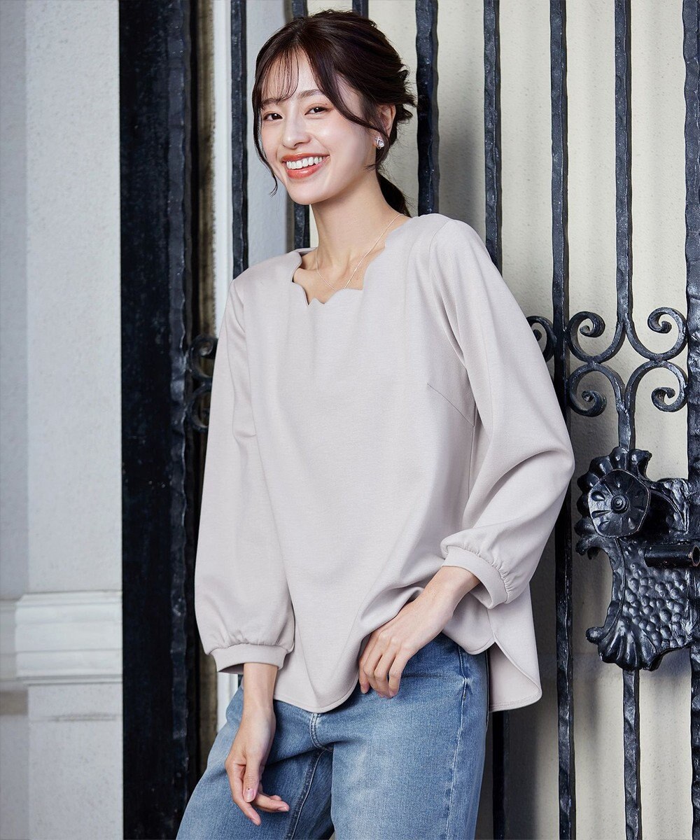 Tiaclasse 【洗える】【ふわもち美すふれ】スカラップカットソー 