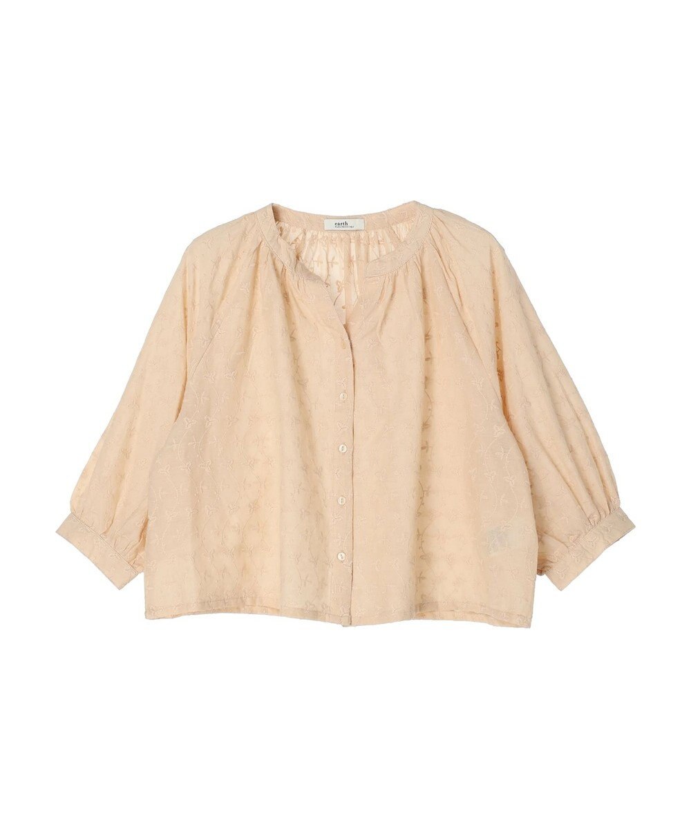 earth music&ecology 刺繍ギャザーブラウス 