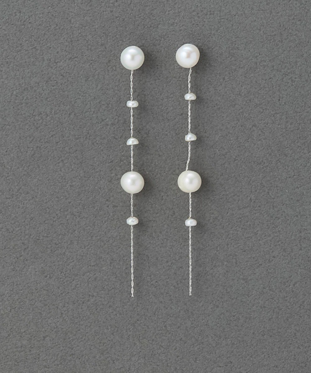 Phoebe 【金属アレルギー対応】パールドロップロングピアス　シルバー 