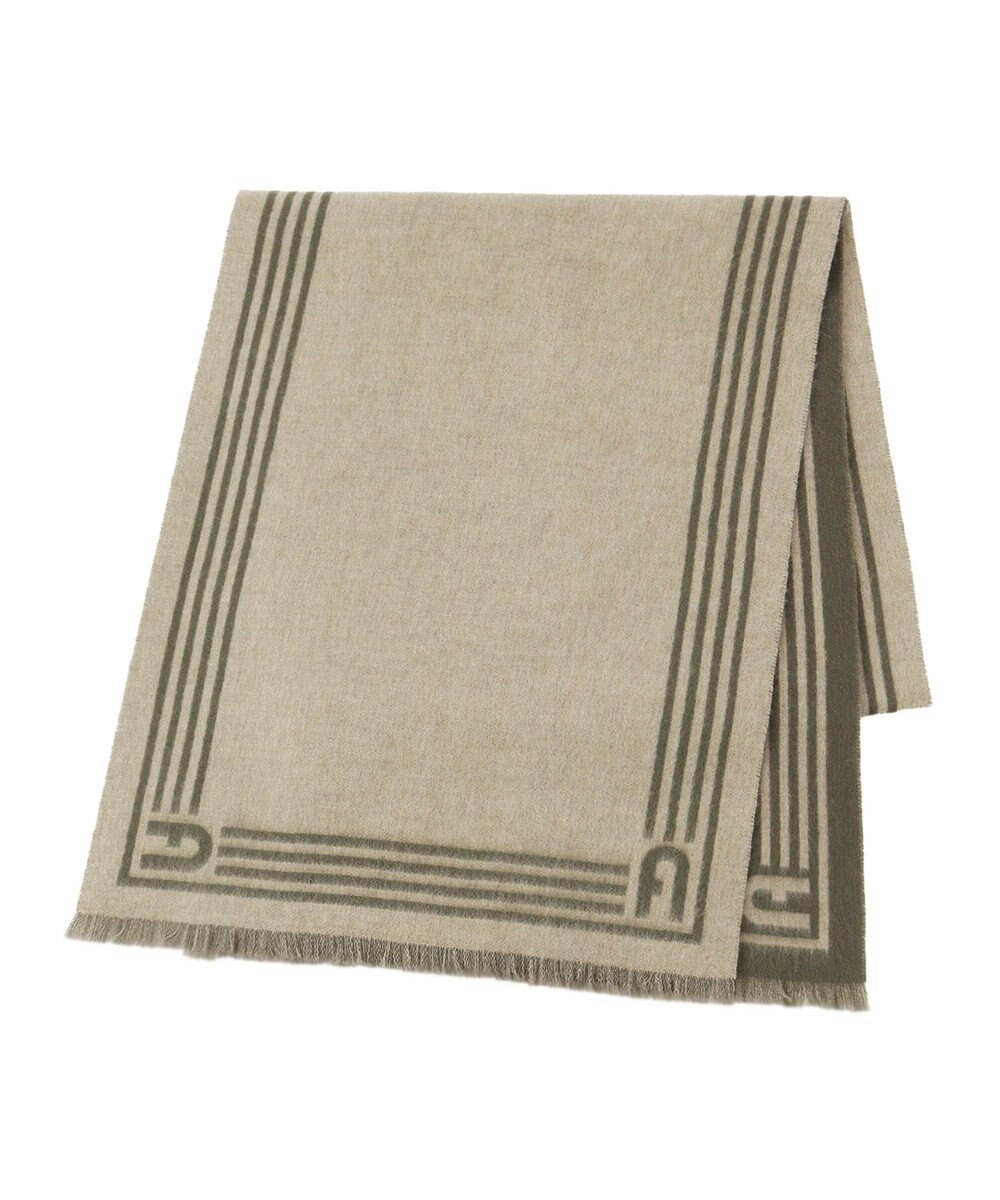 MOONBAT FURLA ウール100%リバーシブルジャカードマフラー/幅40cm 