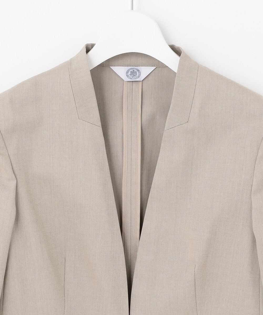 J.PRESS LADIES 【洗える・撥水・防汚】コットンFITTYシャーク ノーカラー ジャケット 