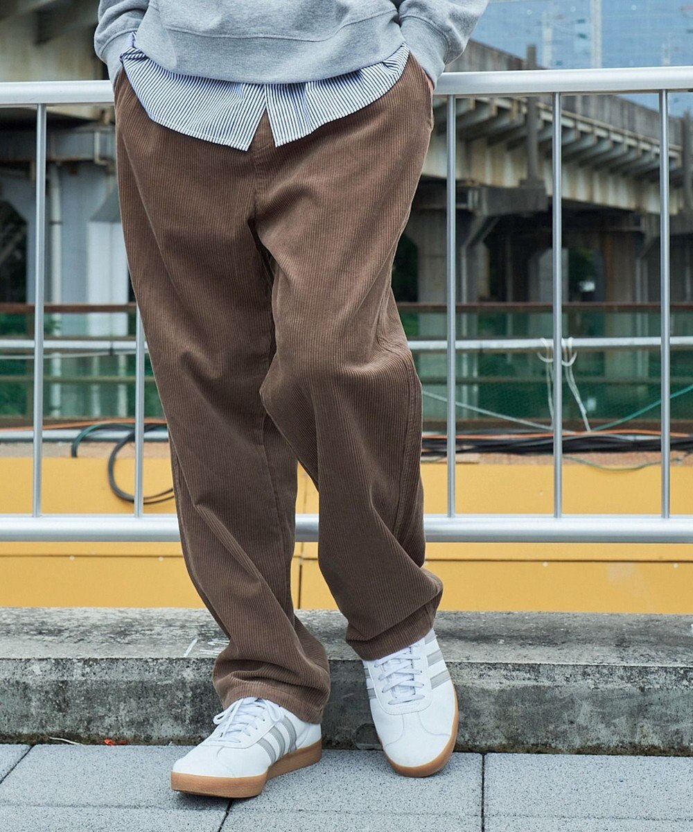 WEGO 【ウエストゴム/ユニセックス着用ITEM】コーデュロイイージーストレートパンツ 