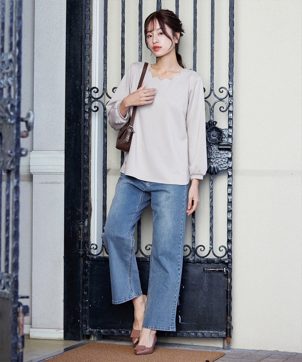 Tiaclasse 【洗える】【ふわもち美すふれ】スカラップカットソー 