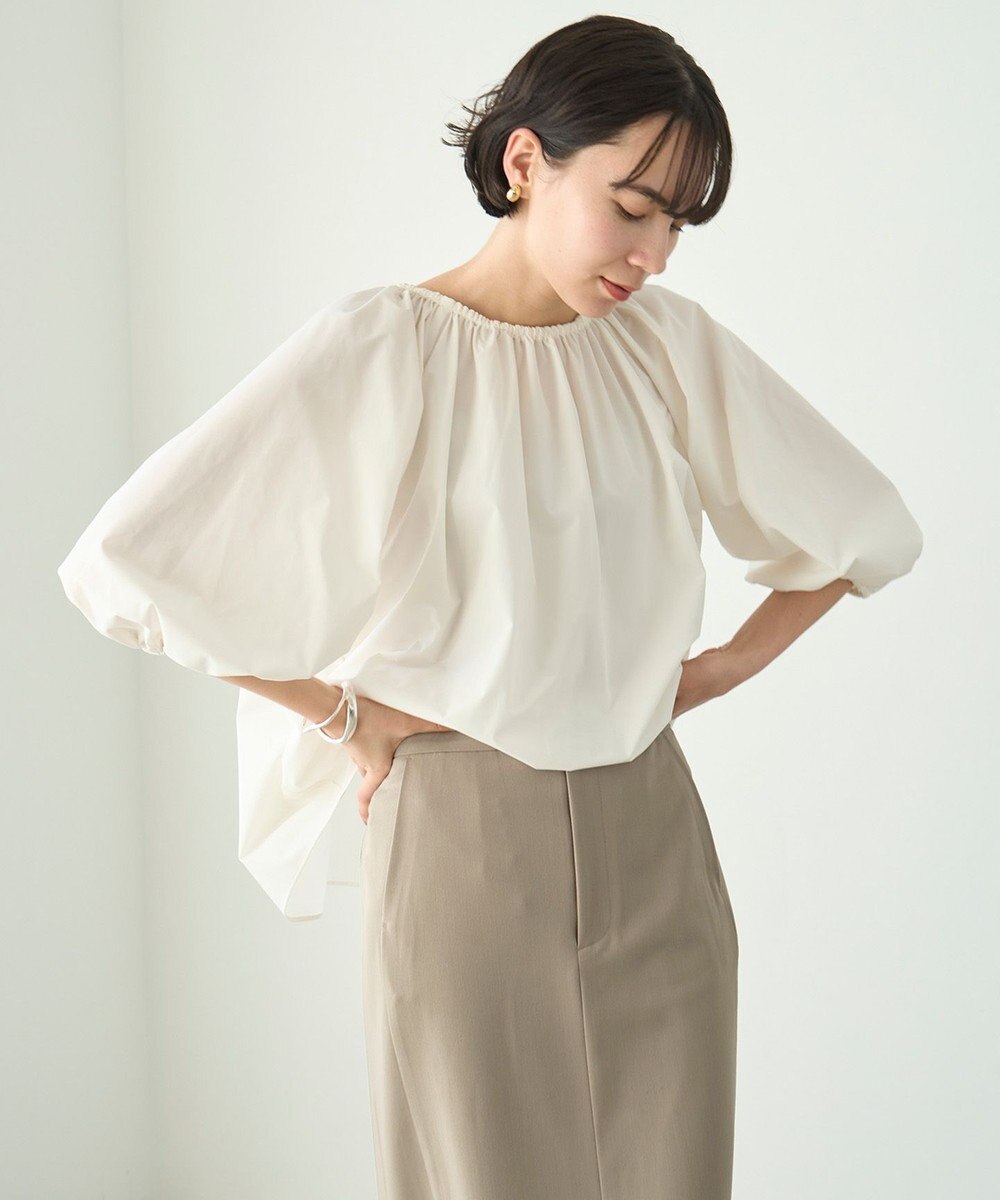 UNFILO FINE MOVE 2WAYギャザーブラウス 