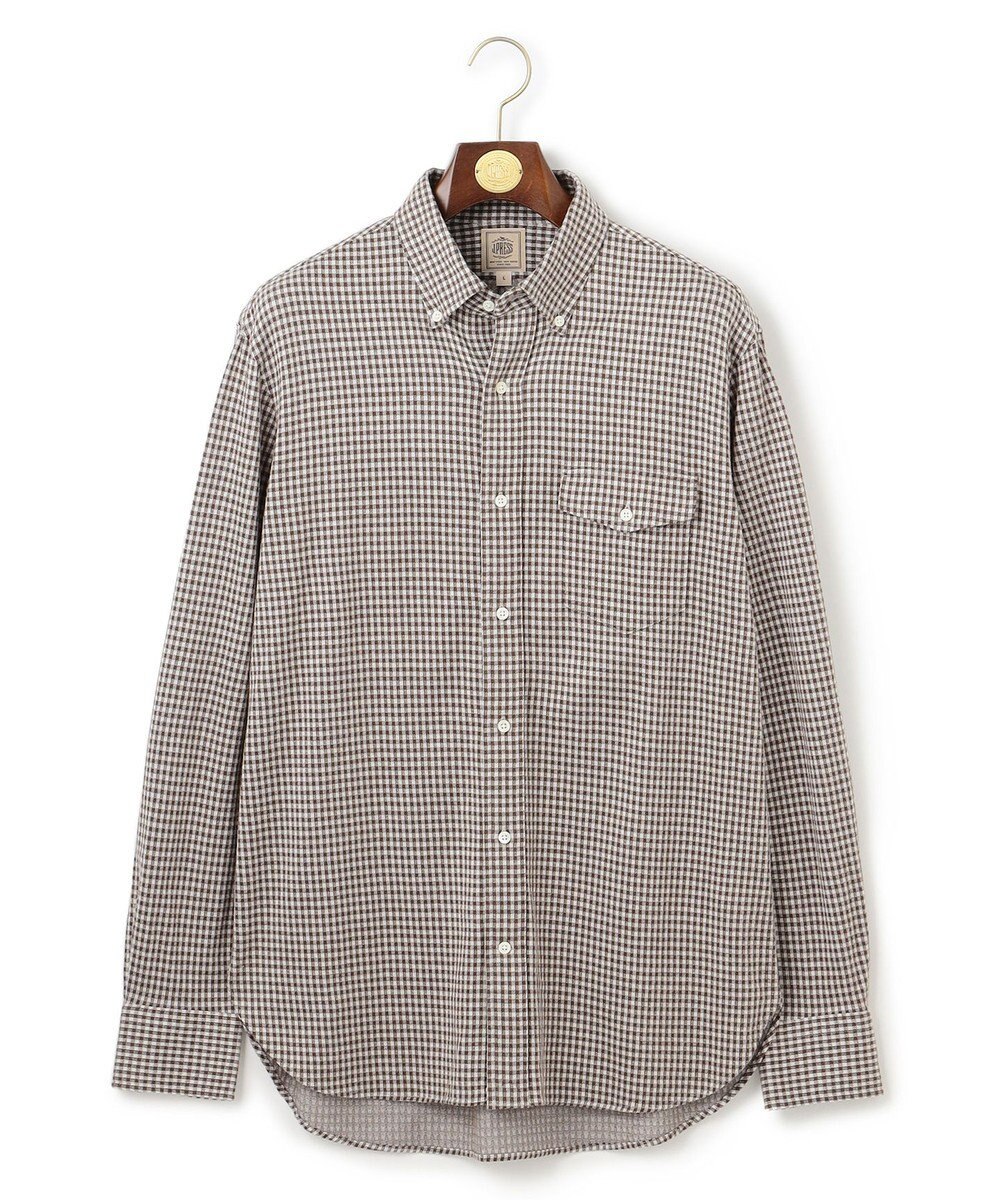 J.PRESS MEN 【KING SIZE】ギンガムチェック コットンネルジャージシャツ 