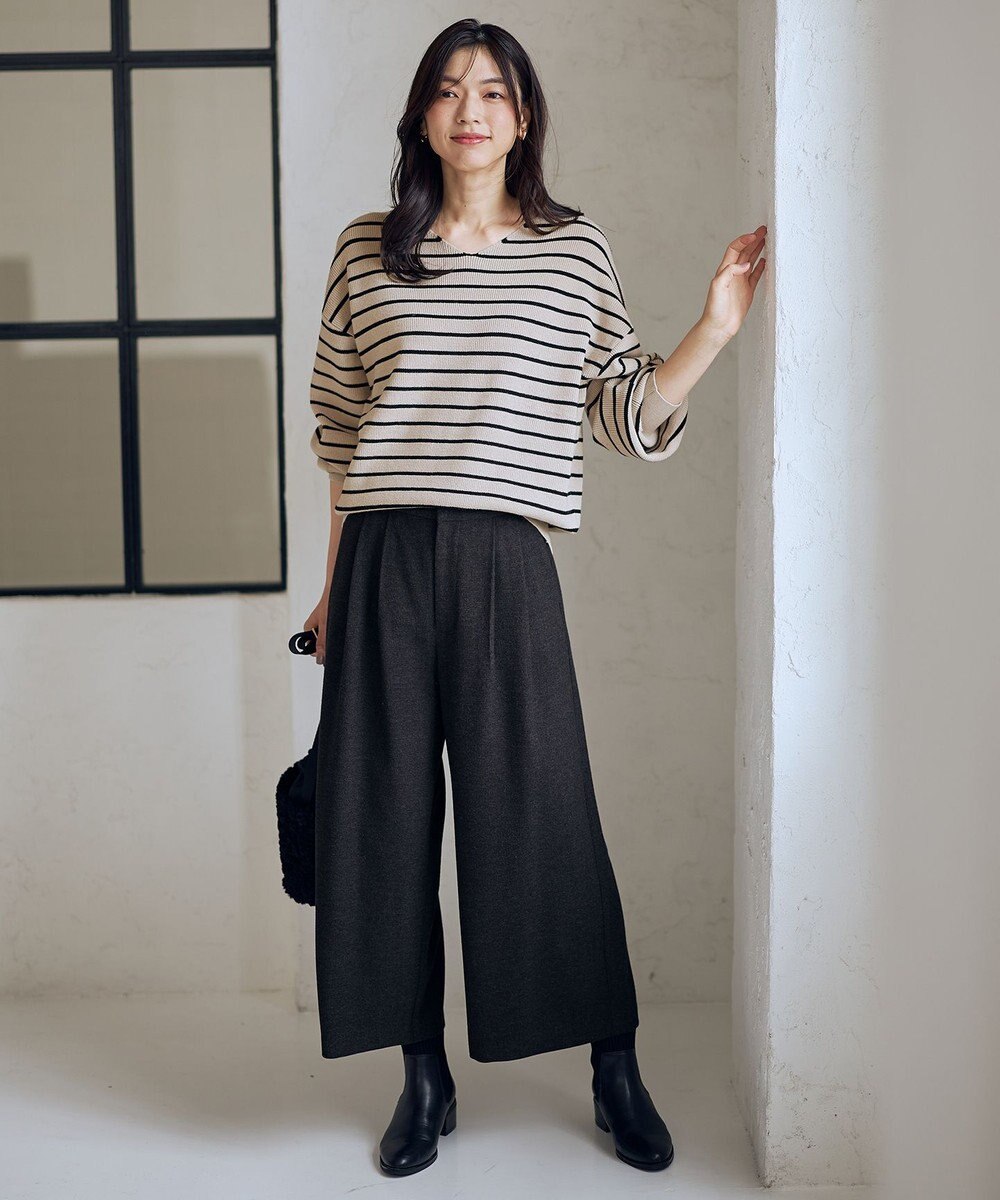 ANY L 【ウエストゴム】ライトツイードパンツ 