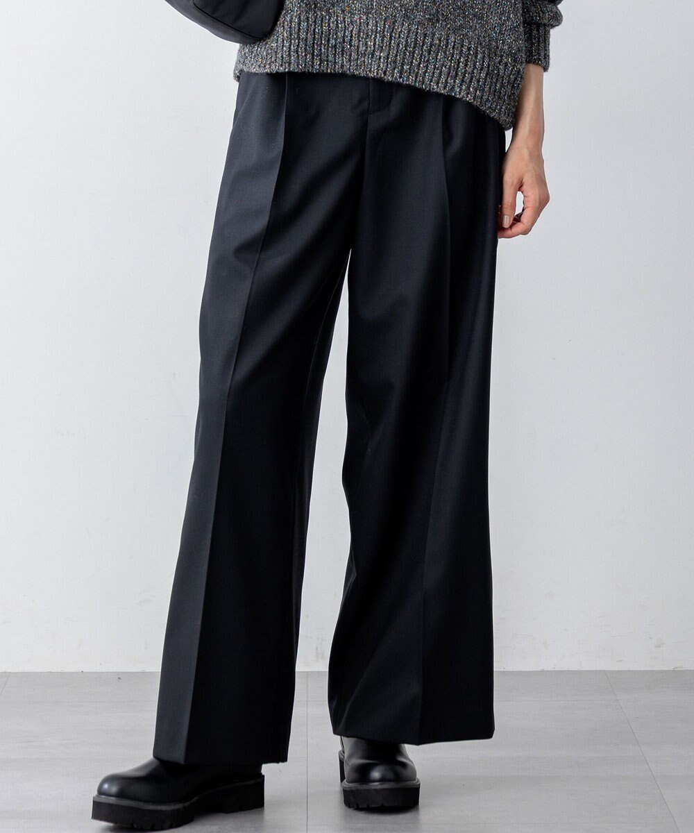 23区 S 【滝沢眞規子さん着用/CanCam11月号掲載】ナチュラルストレッチサキソニー タック ワイド パンツ 