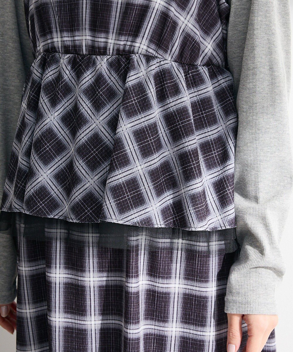 Green Parks ペプラムチェックキャミワンピース 