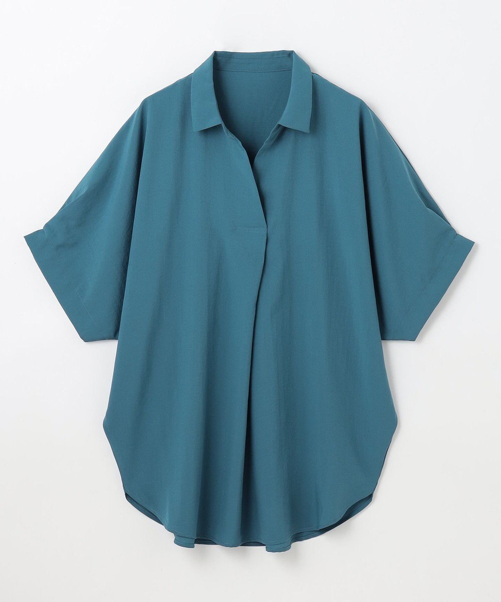 ANY 【新色追加】スキッパーネック袖タックブラウス 