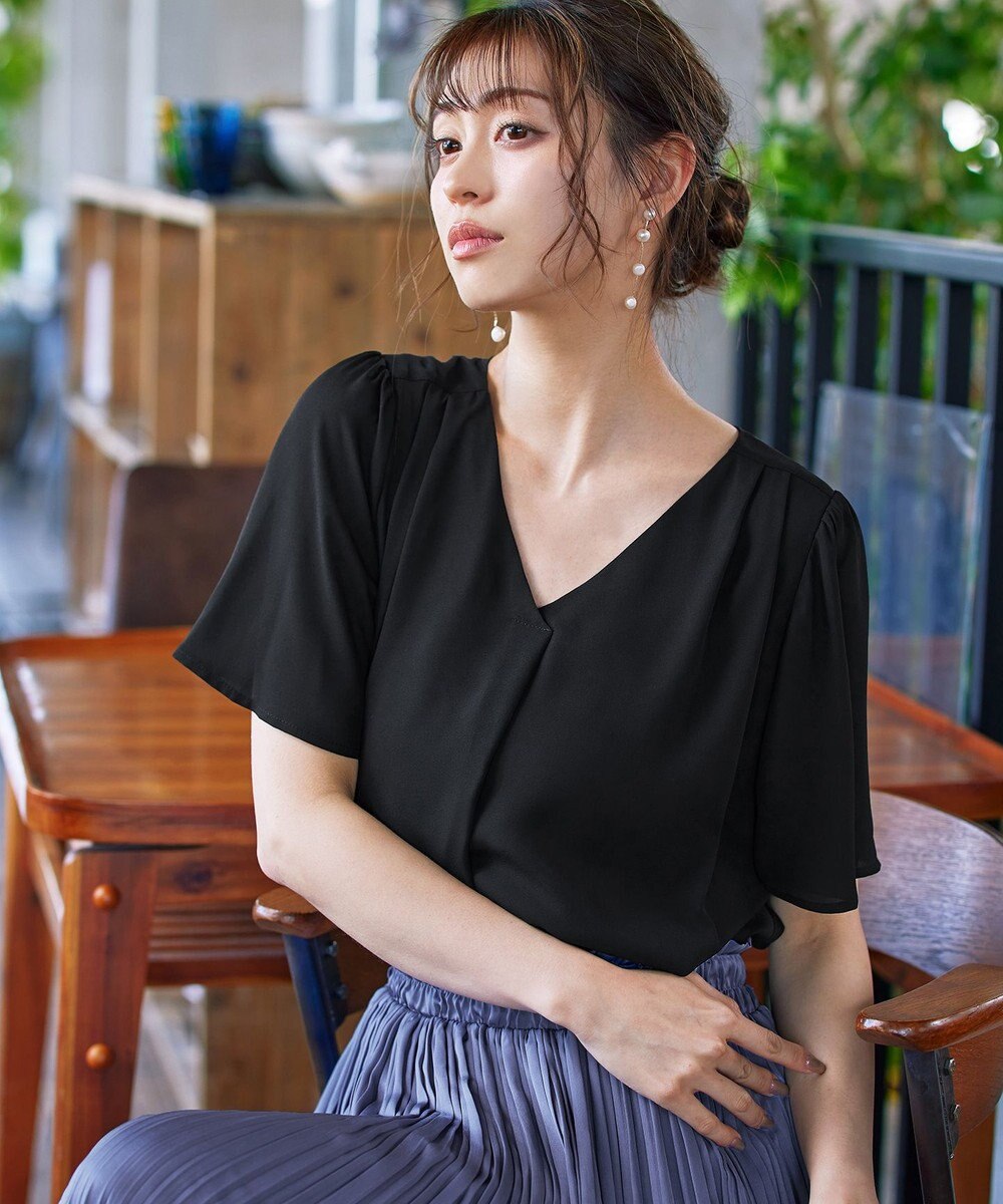 Tiaclasse 【洗える】シフォンフレアスリーブブラウス 