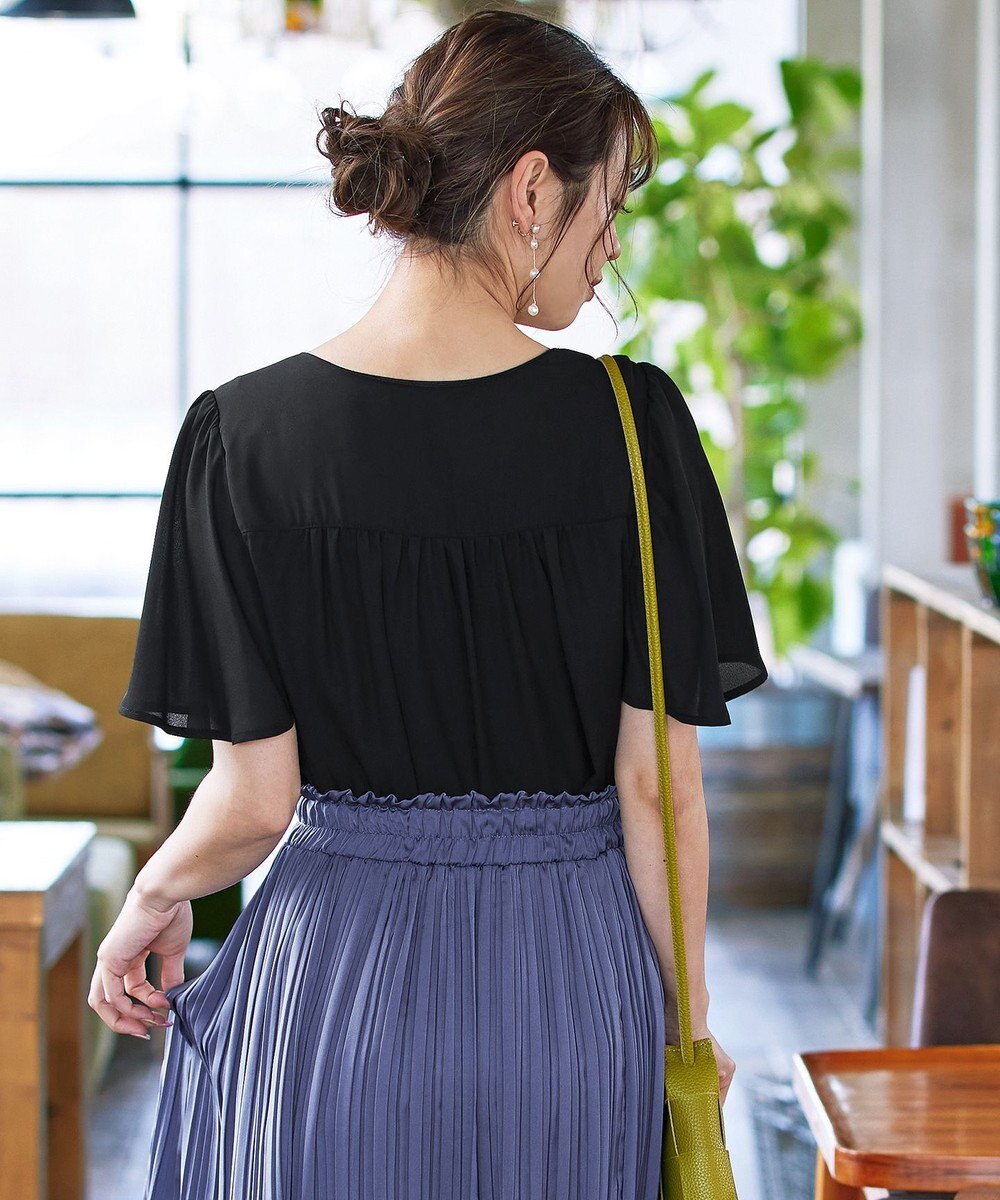 Tiaclasse 【洗える】シフォンフレアスリーブブラウス 