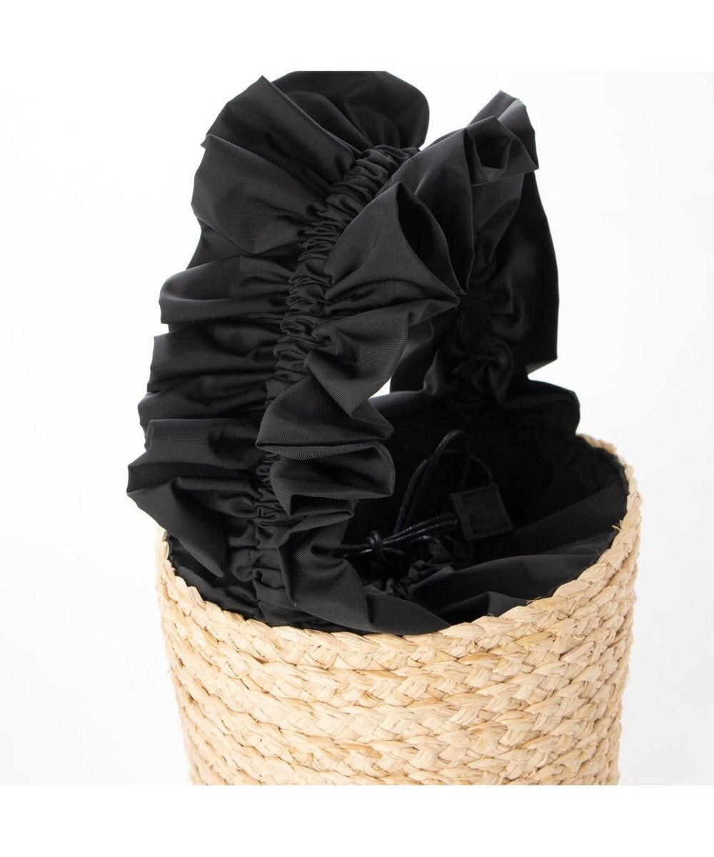 UNBILLION cachecache フリルハンドルラフィアバケツバッグ 