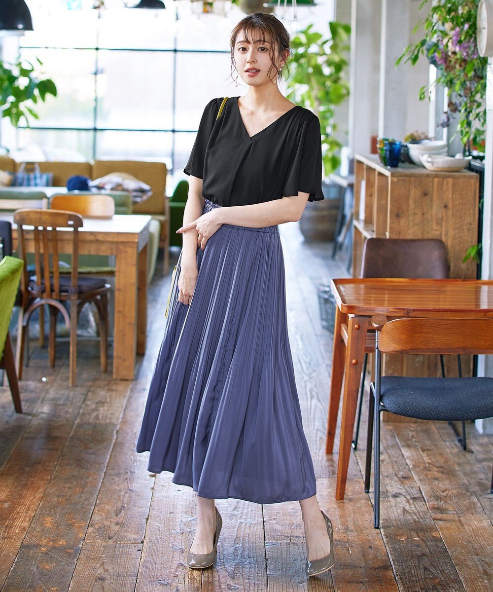 Tiaclasse 【洗える】シフォンフレアスリーブブラウス 