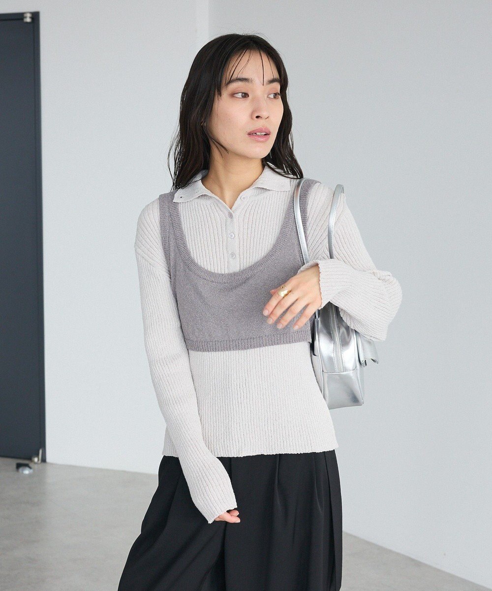 CRAFT STANDARD BOUTIQUE 2点セット/ベスト＋ハーフボタンリブニットトップ 