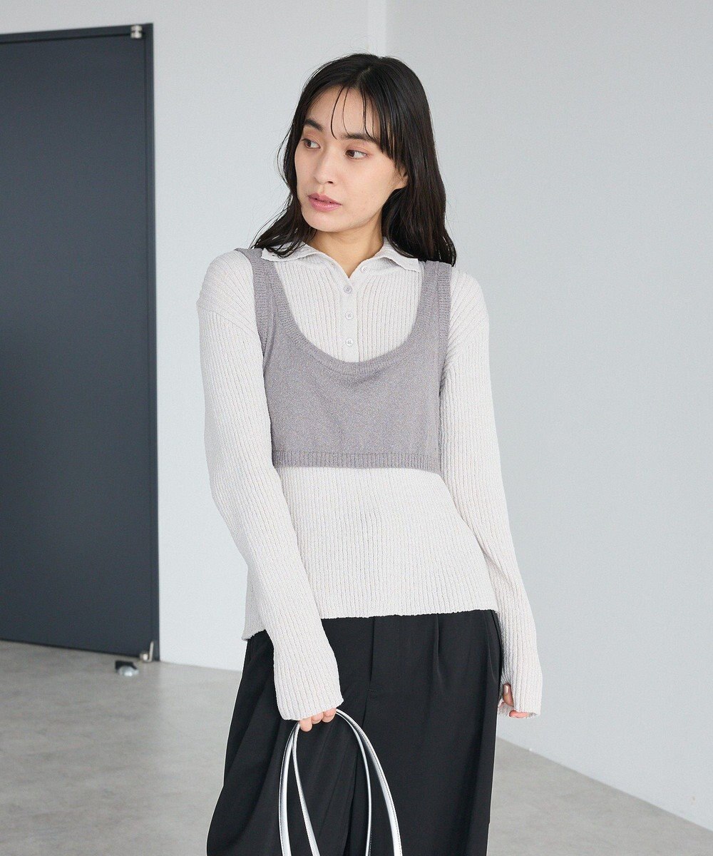 CRAFT STANDARD BOUTIQUE 2点セット/ベスト＋ハーフボタンリブニットトップ 