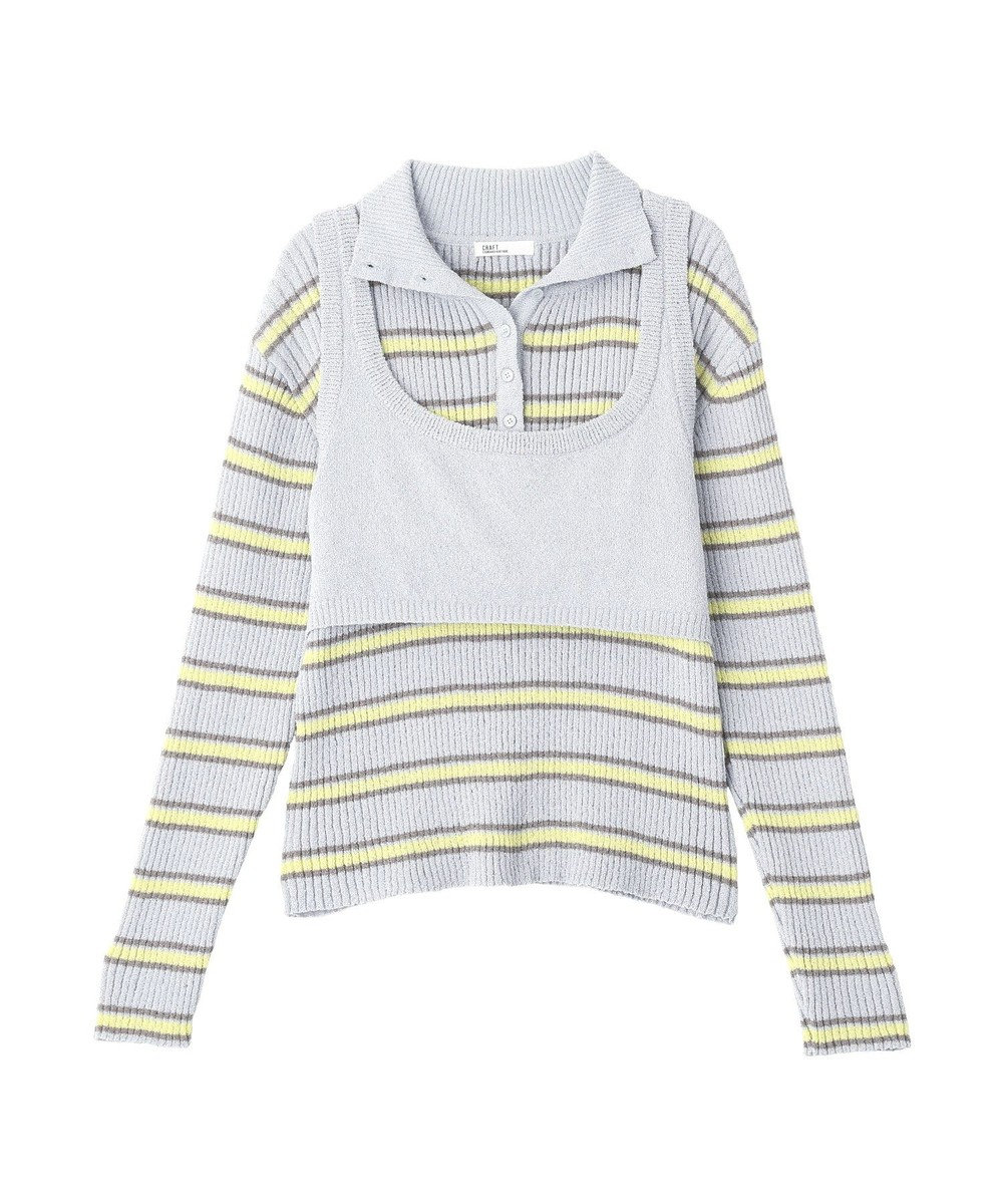 CRAFT STANDARD BOUTIQUE 2点セット/ベスト＋ハーフボタンリブニットトップ 