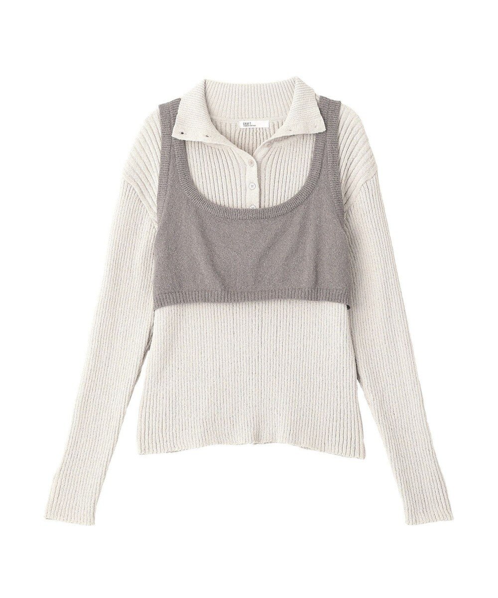 CRAFT STANDARD BOUTIQUE 2点セット/ベスト＋ハーフボタンリブニットトップ 