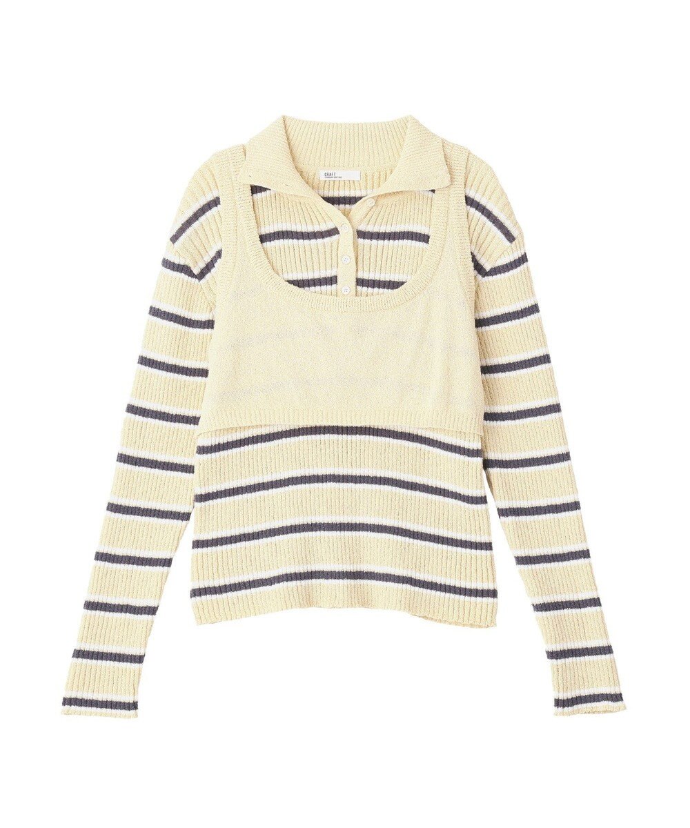 CRAFT STANDARD BOUTIQUE 2点セット/ベスト＋ハーフボタンリブニットトップ 