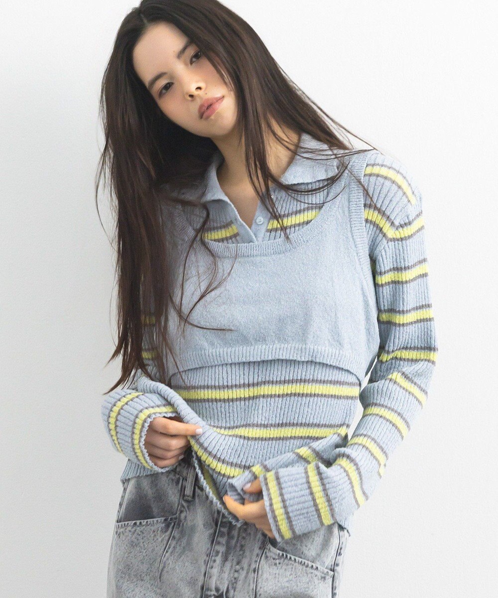 CRAFT STANDARD BOUTIQUE 2点セット/ベスト＋ハーフボタンリブニットトップ 