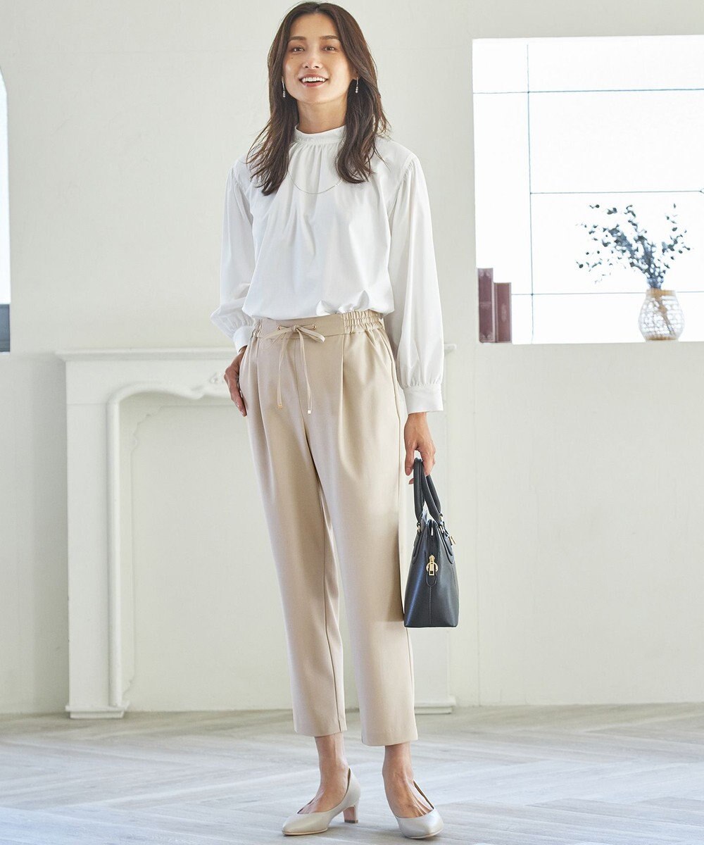 ANY 【ウエストゴム/ストレッチ/セットアップ可】イージィケアストレッチテーパードパンツ 