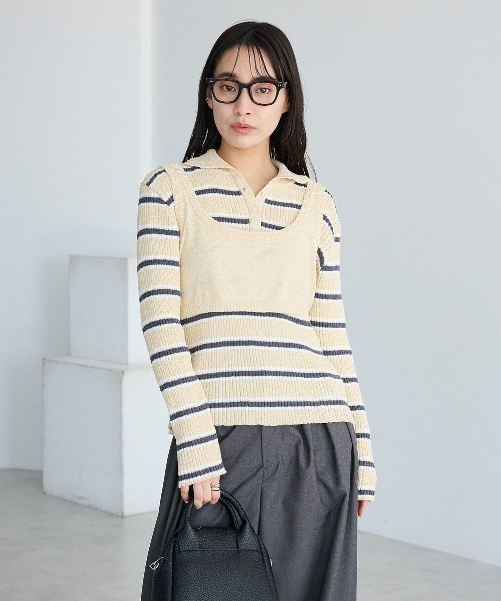 CRAFT STANDARD BOUTIQUE 2点セット/ベスト＋ハーフボタンリブニットトップ 
