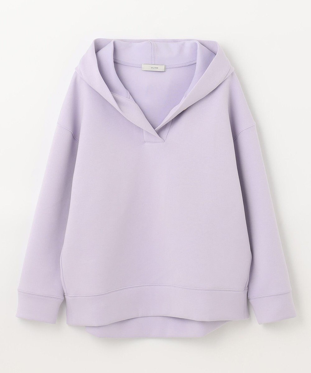 ANY 【洗える】ライトウエイト スリットネックパーカー 