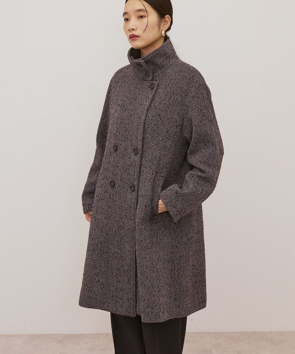 AMERICAN HOLIC ヘリンボーンスタンドカラーコート 