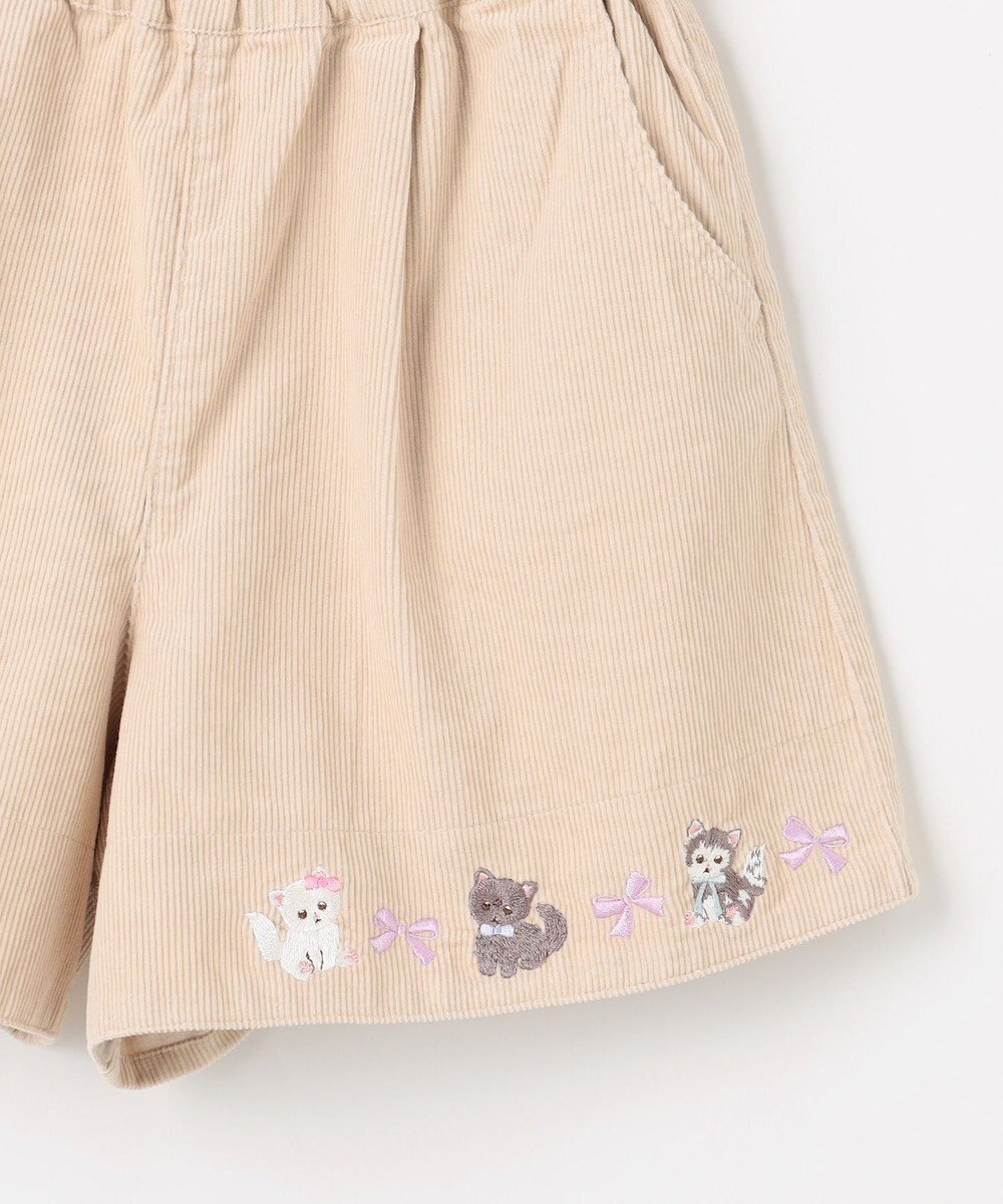 ANY KIDS ネコ刺繍 コーデュロイ ショートパンツ 