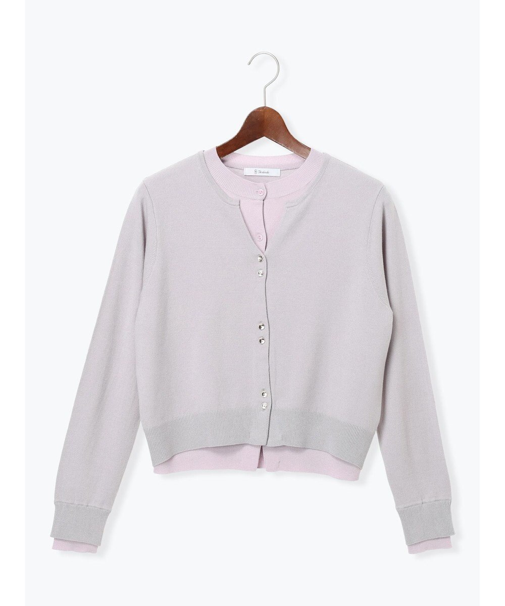 Te chichi 配色レイヤードカーディガン 