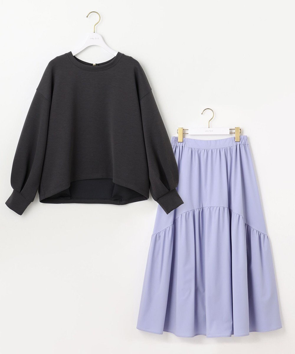 ANY SIS 【洗える・2SET】ダンボール プルオーバー×ギャザー スカート 